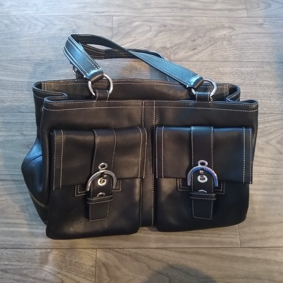 Coach Handbags - Large Coach Soho Black Leather Purse Shoulder HandBag C05S-6468